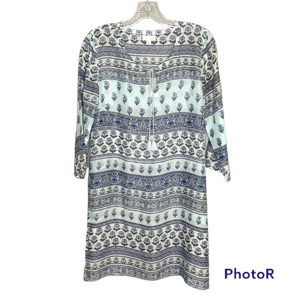 J. Jill Other - J Jill Swimsuit Beach Cover Up Tunic Size XS Blue Floral Boho Side Slits